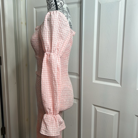Pink Gingham Smocked Dress - Picture 3 of 4